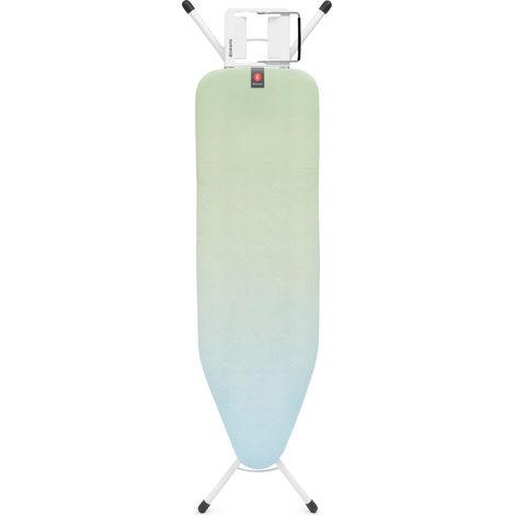 Brabantia Ironing Board B, 124x38cm - Soothing Sea 100% Fairtrade Cotton Compact & Stable Design Adjustable Height & Steam Iron Rest Child & Transport Locks (1/5)