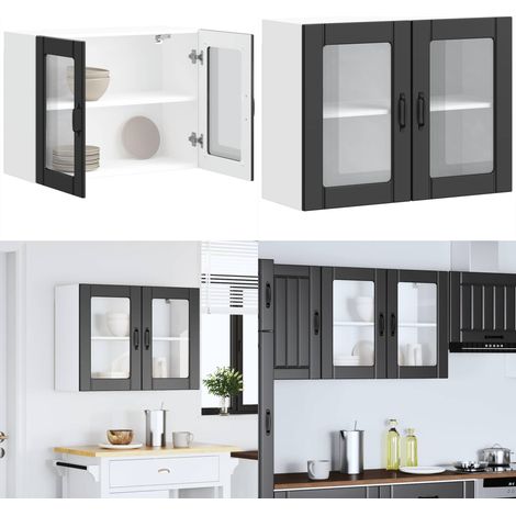Armario pared cocina puerta de cristal Lucca negra - Armario pared cocina - Armario cocina negra