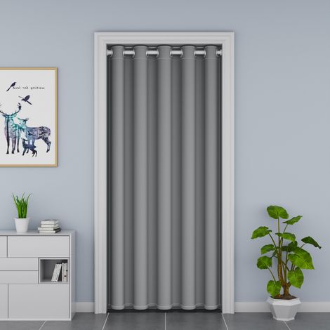 Rideau de porte, Séparateur de pièce,Anti-courant d'air (Climatisation) pour chambre,Rideau d'intimité pour dortoir(Gris, 100 x 200 cm)