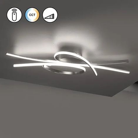 [NEUWERTIG] B-Ware Fischer & Honsel Deckenleuchte Lampe Led Biba Fernbedienung Nickel Metall 100 Cm