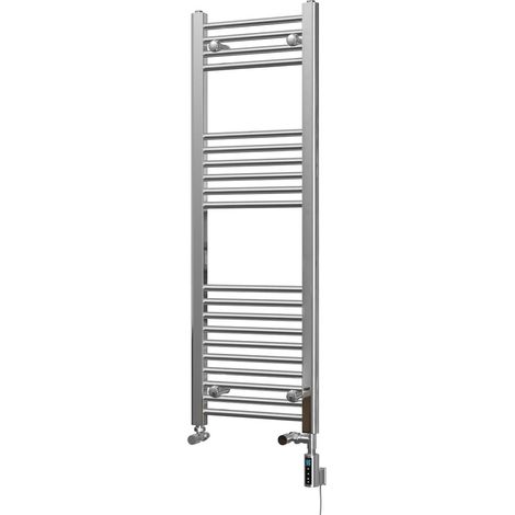 Zennor - Chrome Dual Fuel Towel Rail H1200mm x W400mm Thermostatic WIFI - Straight (1/3)