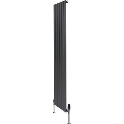 Radiatore Verticale  1800 x 420 mm con Valvole TRV Grigio Antracite