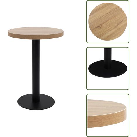 Bistrotisch Hellbraun 60 cm MDF - Esstisch - Bistrotisch - Kleiner Tisch - Runder Tisch - Hellbrauner Tisch (1/5)