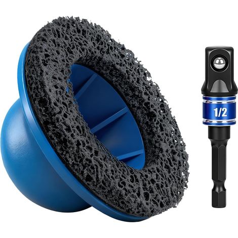 Brosse pour moyeu de roue de voiture, diamètre intérieur 90 mm, diamètre extérieur 150 mm, avec adaptateur d'entraînement carré 1/2", pour changement de pneus de voiture, nettoyage des jantes (1/5)