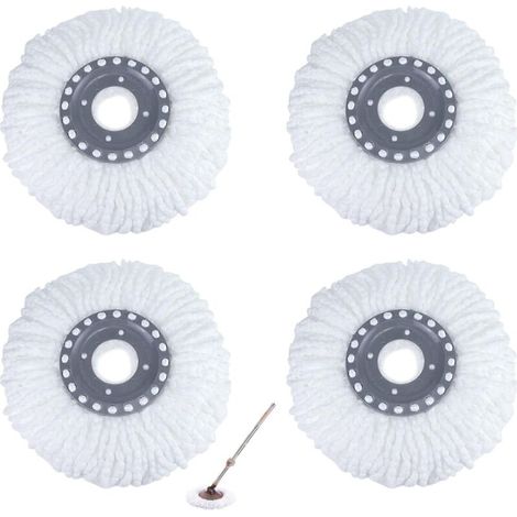 Set di 4 testine di ricambio universali a 360° per mocio, con elevata capacità di assorbimento di acqua e sporco, ideali per la pulizia di pavimenti in laminato (16 cm) (1/4)