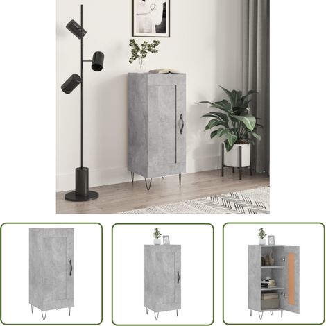 The Living Store Sideboard Betongrau 34,5x34x90 cm Holzwerkstoff - Sideboard - Wohnzimmermöbel - Holzmöbel - Grau - Regal (1/5)