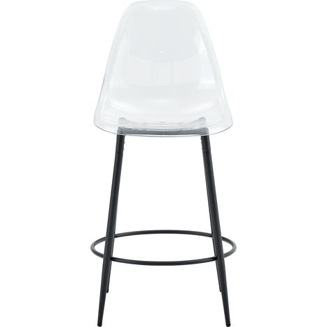 Set bar con tavolo in vetro trasparente 89 cm e 2 sgabelli neri e trasparenti MODENUIT (1/5)