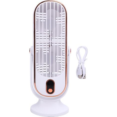 Ortviai Ventilateur de bureau sur pied, 5 vitesses, moteur sans balais, batterie intégrée 1000 mAh, USB-C, blanc (1/5)