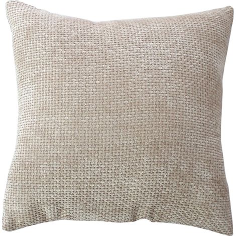Coussin décoratif en velours chenillé Naturel 40x40 cm (1/2)