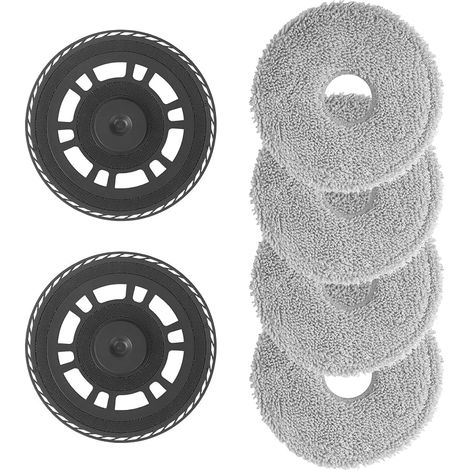 Lot de 4 chiffons + 2 supports pour Dreame L20 / L10s / L10s Pro Ultra / X30 / X40 / L40 – Pièces de rechange pour aspirateurs robots (1/5)
