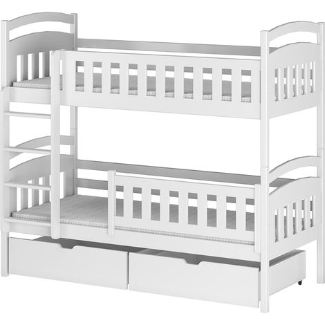 Kinder Etagenbett 90x200 cm Kiefer weiß KANGRU-162 (1/5)