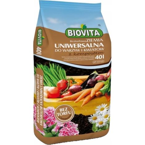 Terreau de jardin universel pour légumes et fleurs 40L Sans tourbe avec compost