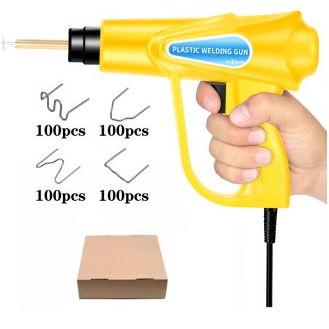 BUNTHAUS Soudeur plastique 70 W, soudeur plastique automobile avec 200 agrafes, machine à souder le plastique chaud, kit de réparation de pare-chocs de voiture 110 V 4 types d'agrafes