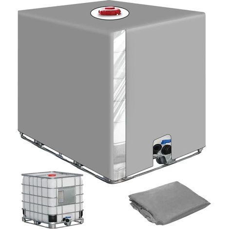 Bache pour Cuve IBC 1000L, Bâche Recuperateur d Eau de Pluie avec Film Transparent, Anti-UV Anti-Poussière Bache Couvercle Housse de Protection Cuve Gris(116 x 100 x 120 cm) (1/4)