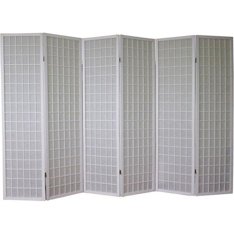Paravento 6 ante in legno bianco e carta di riso 175x264cm PAR06060