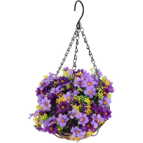 Fleurs artificielles suspendues réalistes pour jardin, balcon ou terrasse, décoration violette printemps été (1/5)