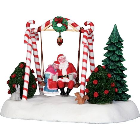 Lemax 24479 babbo natale e mamma natale su dondolo swing village scena miniatura (1/2)