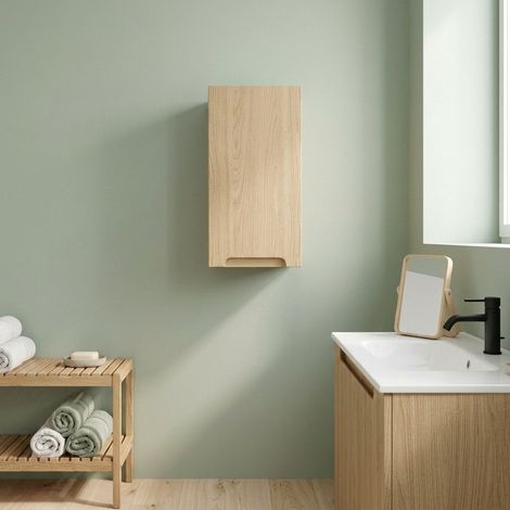 Armoire de salle de bain murale 30x60x22 cm - chêne Vicenza mat - MDF - profondeur réduite - Stilla Naturel (1/5)