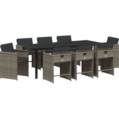 Maison Exclusive - Set da Pranzo per Giardino 9 pcs Grigio polyrattan