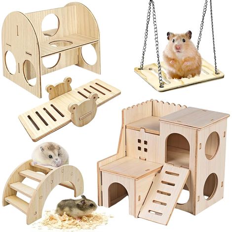 Hamster accessories 5 pieces: hamster house, hamster toy, hamster cage, gerbils, dwarf hamsters, chinchillas (1/5)