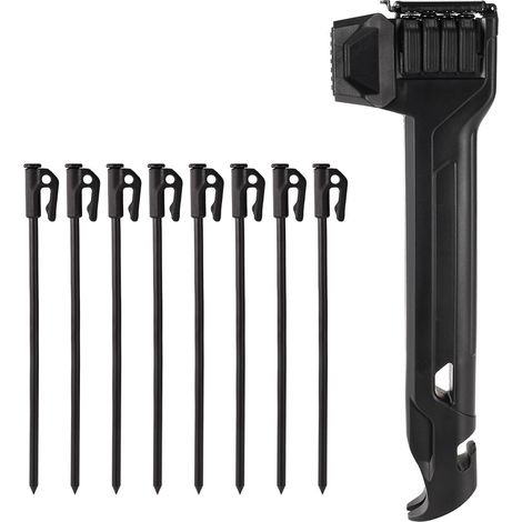 8pcs Piquets Tente avec Marteau, Ensemble Marteau et Piquet Tente (1/5)