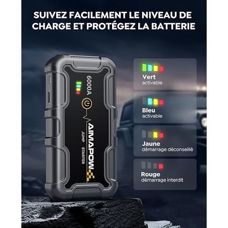 Booster Batterie Voiture 8000A, Démarreur Batterie 12V Portable pour Moteurs Essence et Diesel Jusqu’à 10 L, Jump Starter avec Pinces Intelligentes, Batterie Externe USB-C, Lampe LED (1/3)