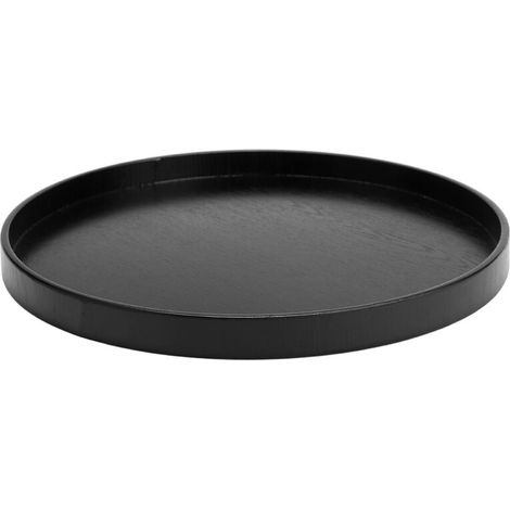 Plateau de service rond en bois noir antidérapant pour salon, bureau, bar (30 cm) (1/5)