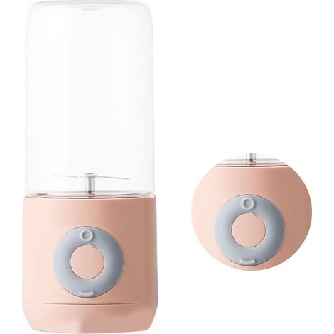 Mixeur-extracteur de jus portable à 6 lames, rechargeable par USB, pour la maison, la cuisine et l'extérieur (rose). (1/5)