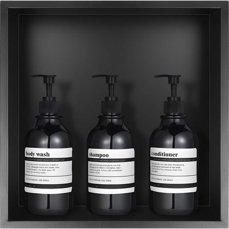 Niche Encastrable Salle de Bain en Acier Inoxydable - 32 x 32 x 8,5 cm - Niche Murale Douche- Niche Douche pour Salle de Bain Etanche- Noir (1/5)