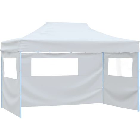Partyzelt Faltbar mit 3 Seitenteilen 291x413x315 cm Weiß