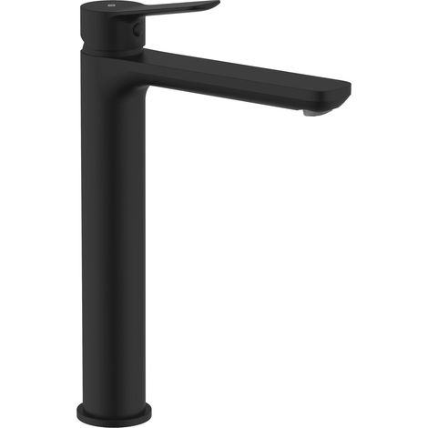 Grifo de Lavabo de Caño Alto Modelo RHIO Fabricado en Latón Monomando Acabado en Negro (1/2)