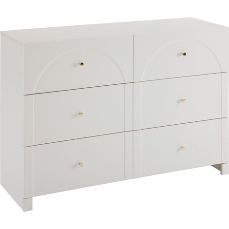 Comò a 6 cassetti bianco in truciolare 120 x 40 x 82 cm per soggiorno e camera da letto (1/5)