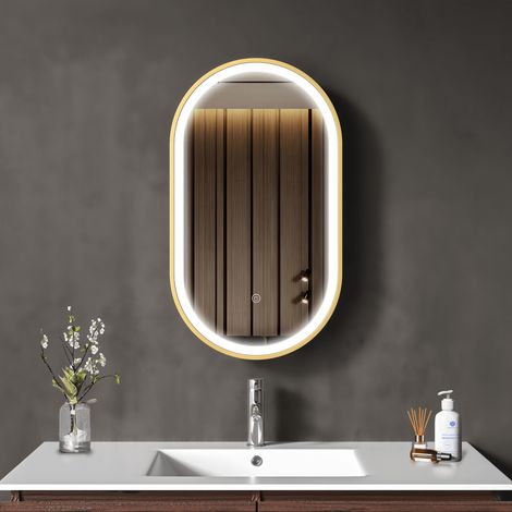 LOMAZOO Miroir de salle de bain ovale avec éclairage intégré - 40
