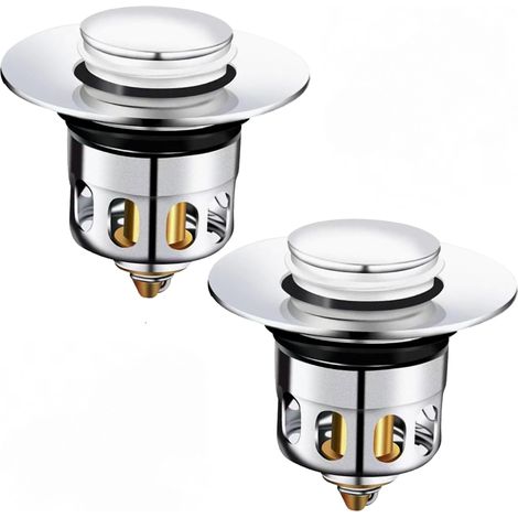 Universal sink plug, bathtub drain filter, suitable for holes 34-40 mm in diameter, 2-pack