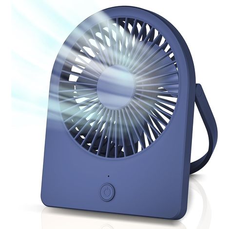 Tragbarer USB-Tischventilator mit 3 Geschwindigkeiten, aufhängbarer Mini-Faltventilator mit starkem Wind, ultraleise für Zuhause, Büro, Schreibtisch, Blau (1/5)