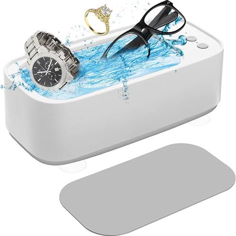 Nettoyeur à Ultrasons, 45000 Hz Nettoyeur Ultrasons avec 3 Modes de Nettoyage, Appareil de Nettoyage, Ultrasonic Cleaner pour Bijoux Lunettes Montres Rasoirs (1/5)
