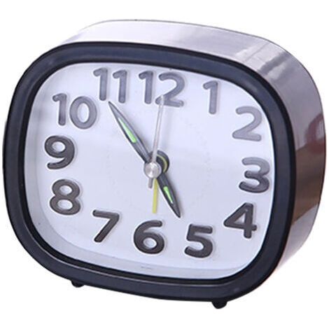 Mini réveil Simple, 1 pièce, horloge de bureau silencieuse pour décoration de chevet de la maison (carré noir)