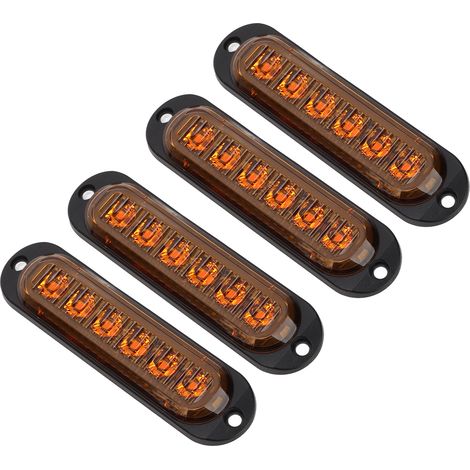 LKW-Seitenmarkierungsleuchten, hohe Helligkeit, 90 lm, wasserdicht nach IP65, 6 LED-Warnleuchten, gelb, 12–24 V (1/5)