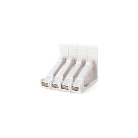 (5,5X5,5X1,6 cm) Ensemble de 4 pinces à nappe en plastique blanc avec pince haute tension réglable, épaisseur de la table env. 4,5 cm, pince de table (1/5)