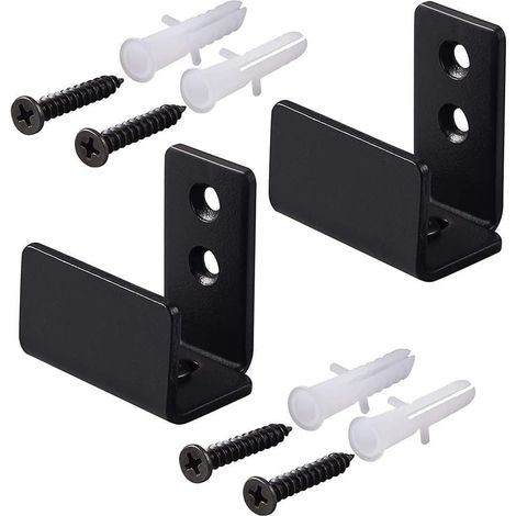 lot de 2 guide de sol pour porte de grange coulissante, noir (1/5)