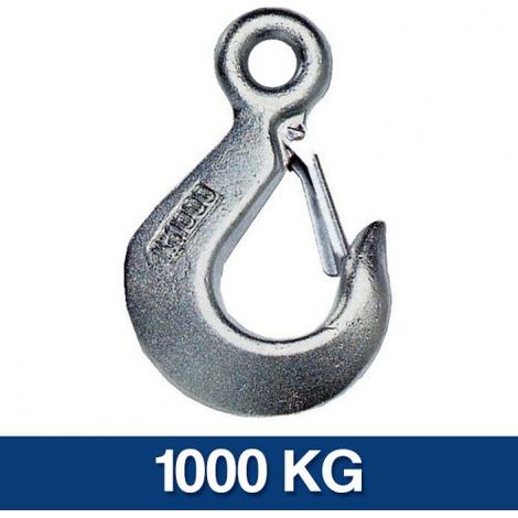 GANCIO DI SOLLEVAMENTO CON CHIUSURA DI SICUREZZA PER PARANCHI TRAINO FUNE 12359V 1000 KG (12358)