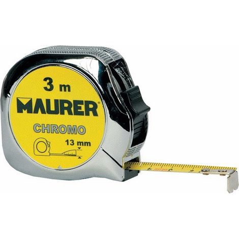 Flessometro Maurer mod.Chromo Lunghezza 3 mt Nastro 13 mm Cf. In Blister