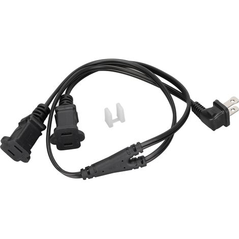 Câble prolongateur fendu Y NEMA 1‑15P mâle vers double NEMA 1‑15R femelle 2 pieds 18AWG 10A prise américaine 125V (1/5)