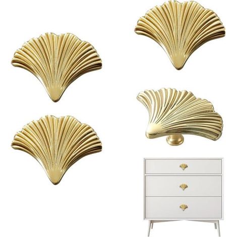 4 boutons dorés - poignées de porte en laiton - boutons dorés - poignées de meuble à un trou - boutons de meubles vintage - dorés - 4 pièces (1/5)