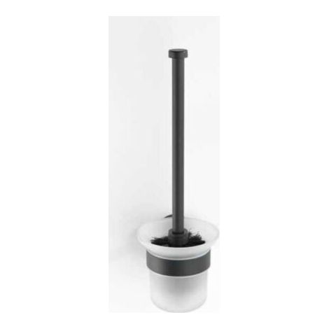 NALOOKAMIC Brosse WC murale Bosio Black, Brosse WC suspendue, Brosse WC noire, Acier inox, 10x35x14 cm, Noir mat