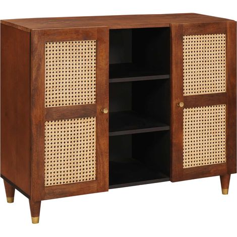 Buffet en bois de manguier massif marron avec 2 portes 90 x 33,5 x 75 cm - PANGIVO (1/5)