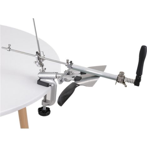 Aiguiseur à Couteaux, RX-009 Affûteur de Couteaux à Angle Fixe Rotatif à 360°, Curseur et Fixation Précis Améliorés, Système d'Affûtage de Couteaux à Cuisine, 10 Pierres + 1 Cuir+ 1 Pâte (1/5)