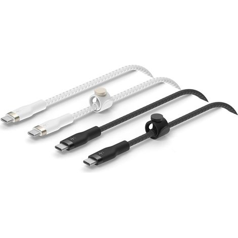belkin USB-C Silikon-Gewebekabel schwarz-weiß Packung 2