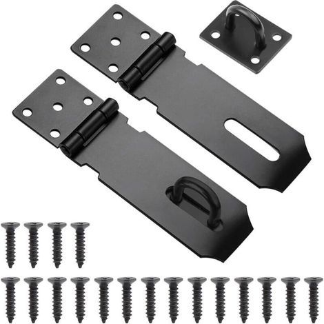 Türriegel-Vorhängeschloss, 2 Stück Außentürriegel, 5 Zoll Edelstahl-Außentürriegel mit Schrauben für Schrank- und Garagentüren (Schwarz) (1/4)