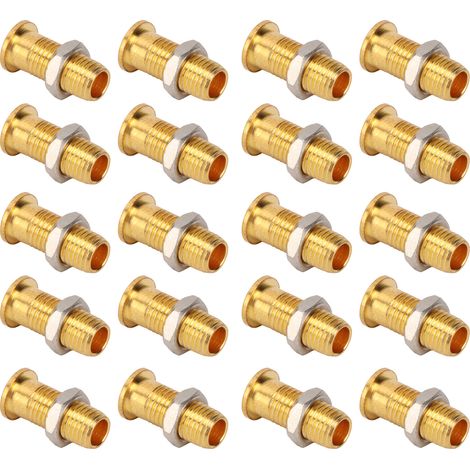20 jeux de prises bananes de panneau 21.140 4 mm, femelles en cuivre plaqué or avec écrous hexagonaux M6, adaptées aux tests électriques. (1/5)
